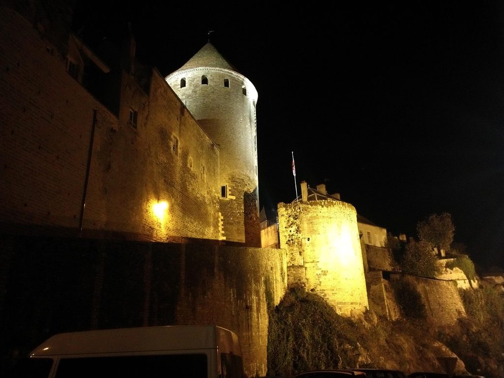 Defensive tower and city walls, Semur-en-Auxios, Cote d'Or, France